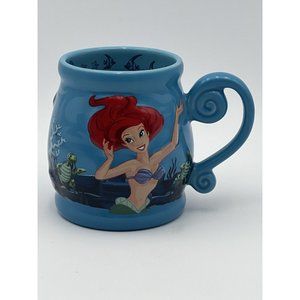 Walt Disney Parks Little Mermaid Ariel Sebastian 3D Blue Coffee Tea Mug